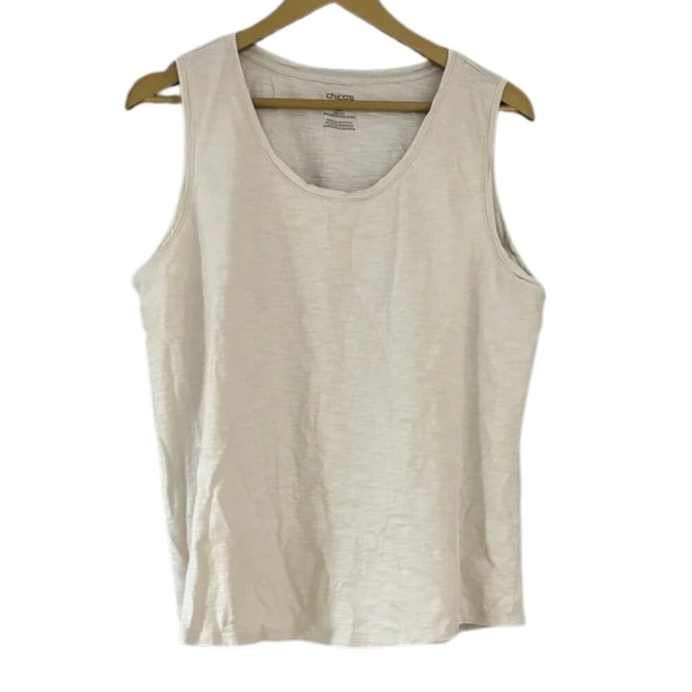 Chico’s Cream Sleeveless Tank Top – Women’s Classic Lightweight Layering Top